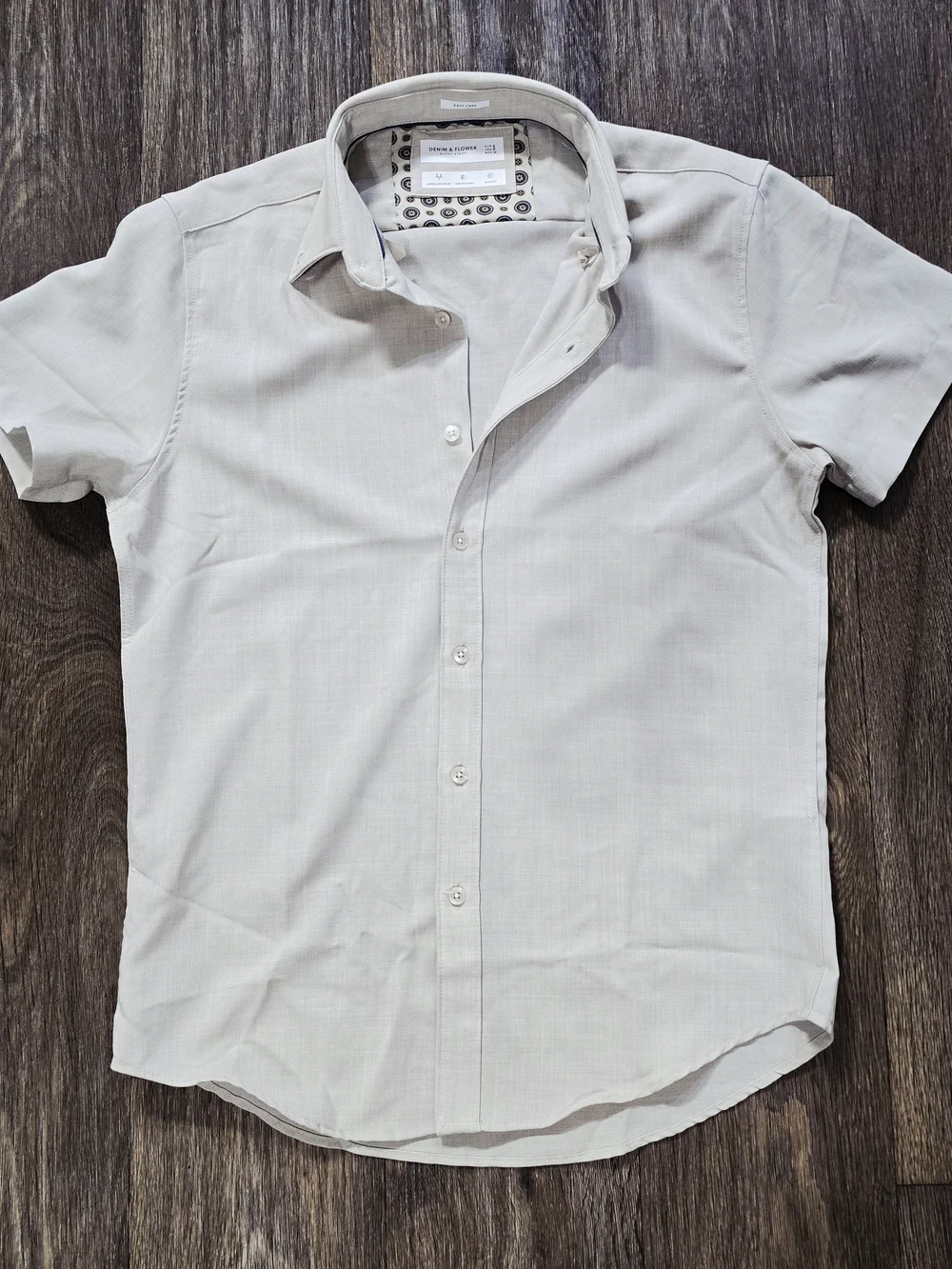 Denim & Flower Men's Short-Sleeve Button-Down Shirt in Light Gray